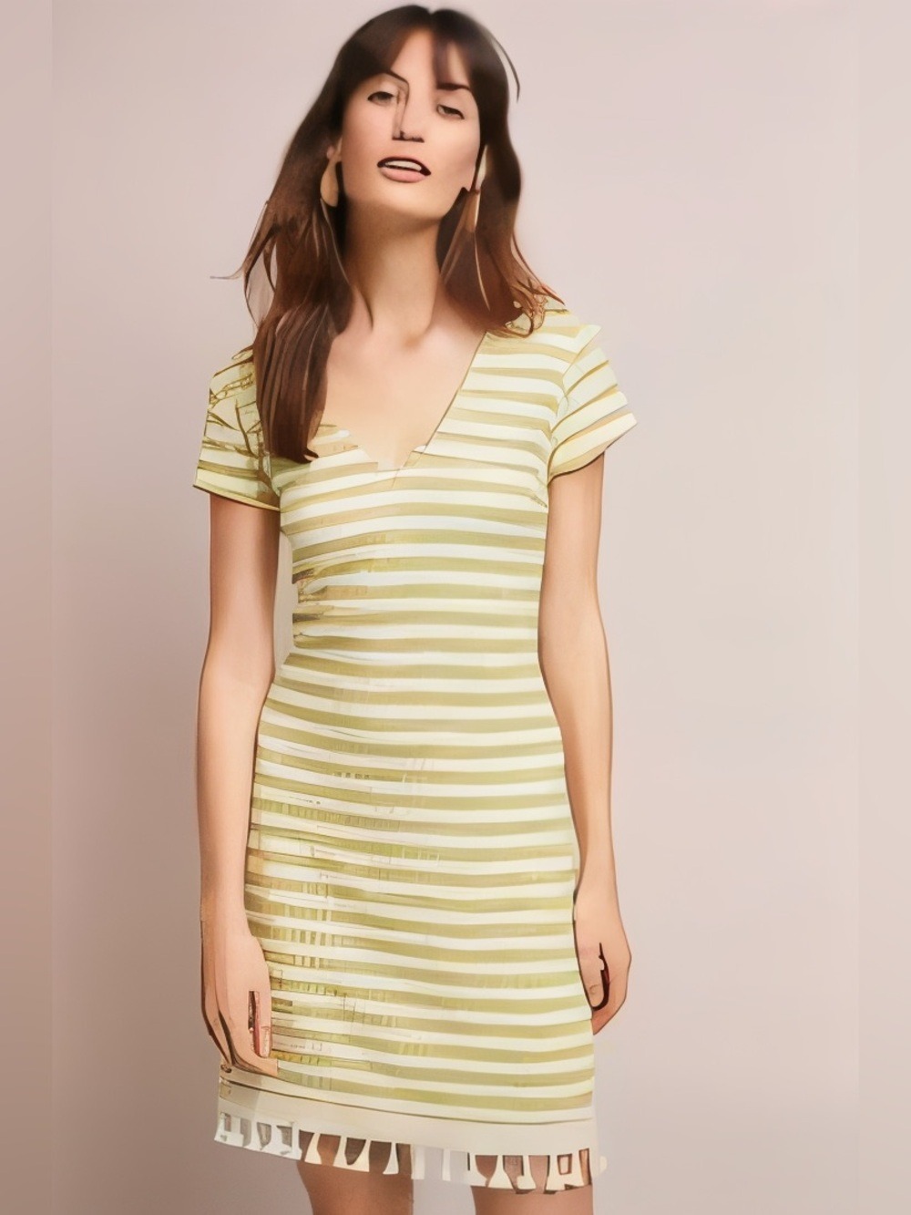 Anthropologie Lenora Tassled Tunic Dress Size Large